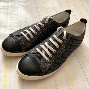 Authentic Chanel Gray Denim Fashion Sneakers